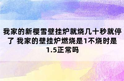 我家的新樱雪壁挂炉就烧几十秒就停了 我家的壁挂炉燃烧是1不烧时是1.5正常吗